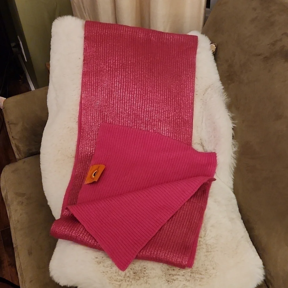 Nwot Kurt Geiger Pink Metallic Winter Scarf - Picture 1 of 6